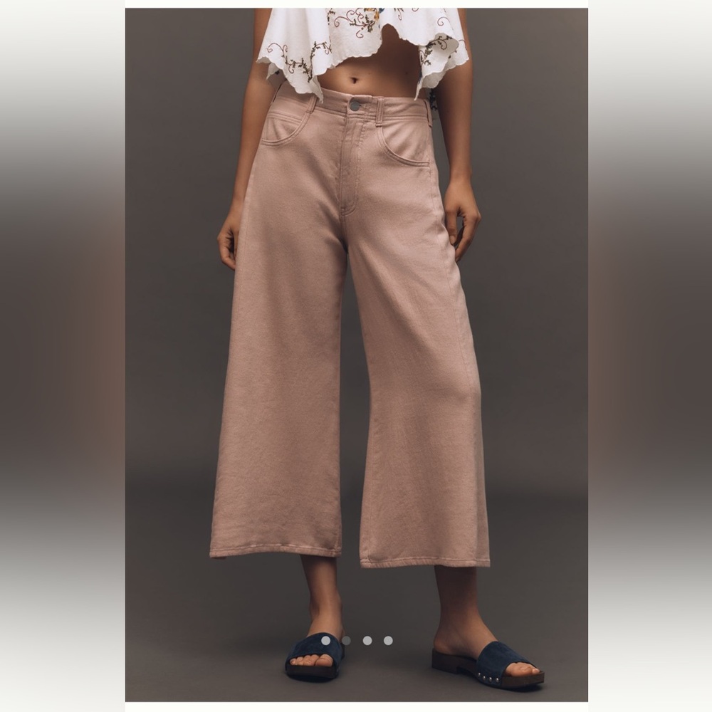 NWT Anthropologie Pilcro Adi Linen blend Crop Mid-Rise Flare Pants Size 30 Tall - Picture 4 of 9
